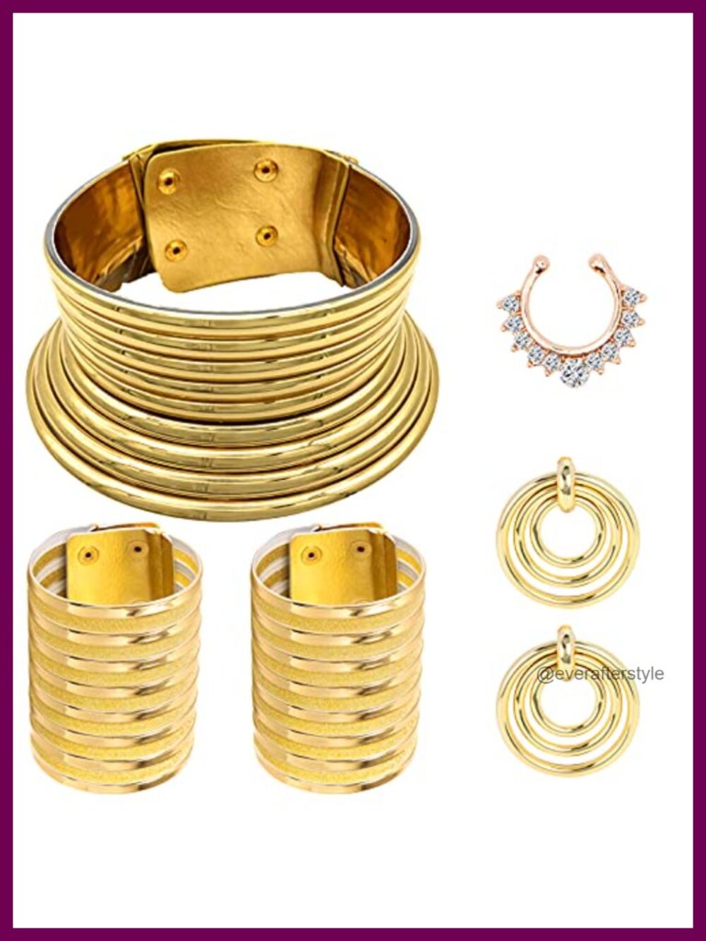 African National Tribal Jewelry Set Choker Bracelets Earrings Costume